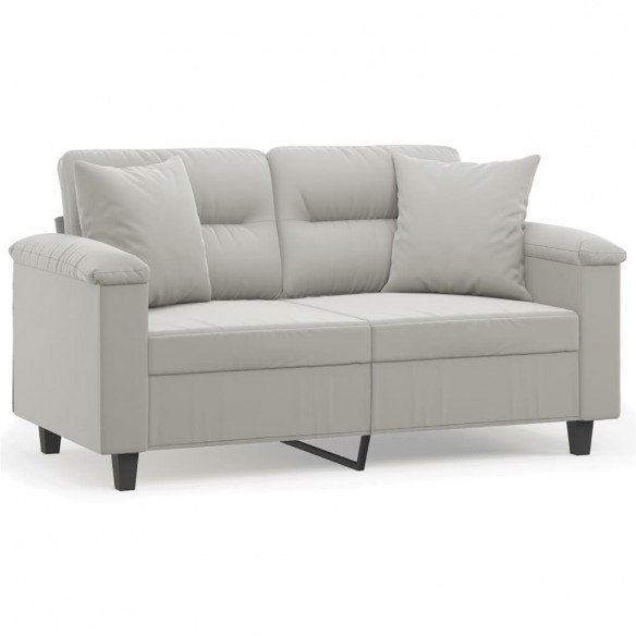 Canapé 2 places avec oreillers gris clair 120 cm