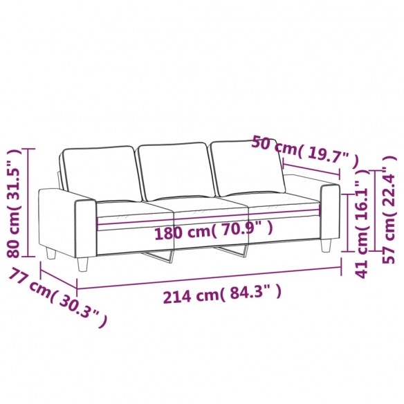 Canapé à 3 places Jaune clair 180 cm Tissu