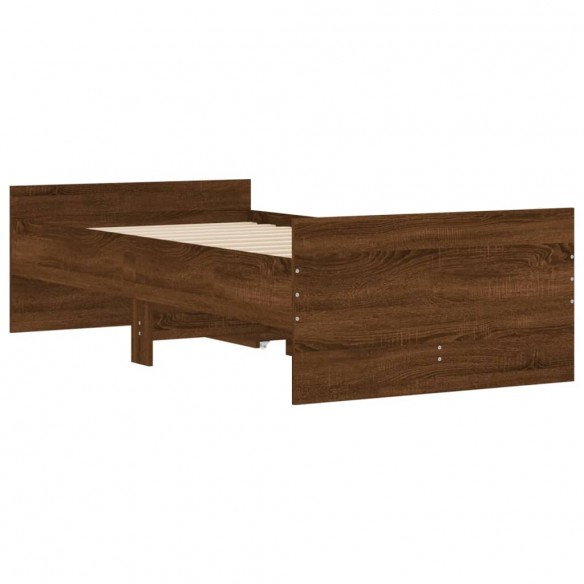 Cadre de lit avec tiroirs chêne marron 90x200 cm