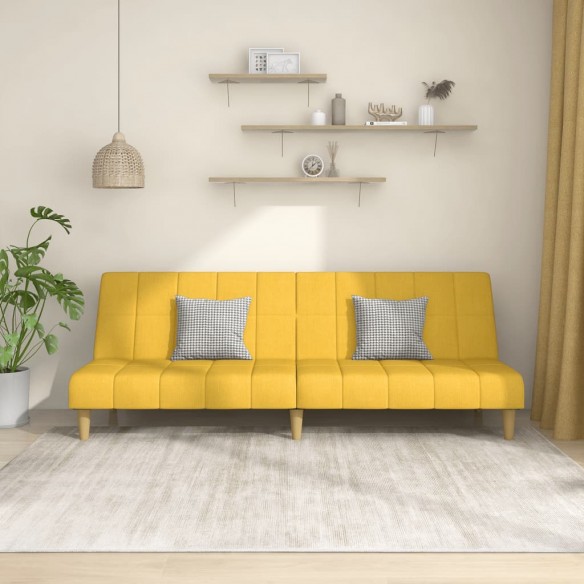 Canapé-lit à 2 places jaune tissu