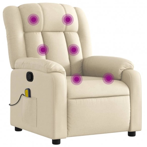 Fauteuil de massage inclinable Crème Tissu