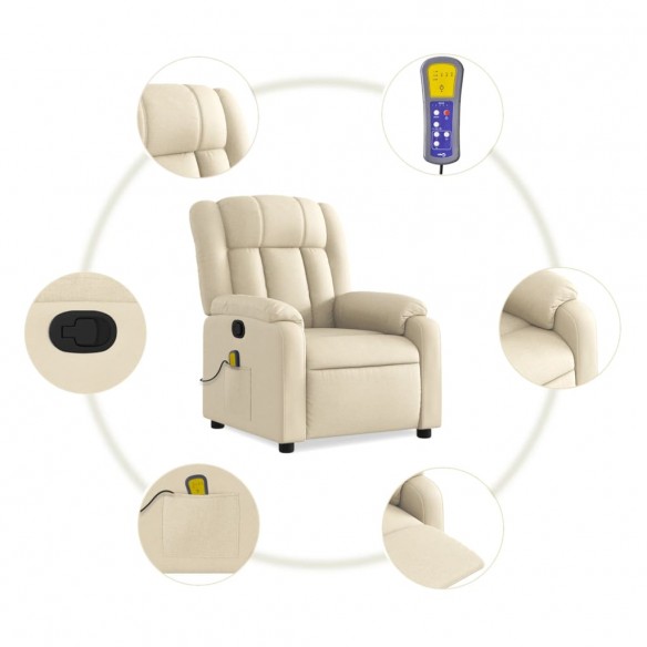 Fauteuil de massage inclinable Crème Tissu