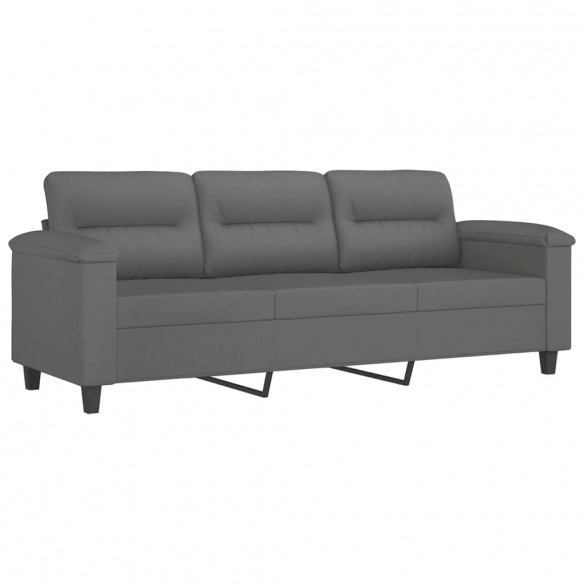 Canapé 3 places avec oreillers gris foncé 180 cm
