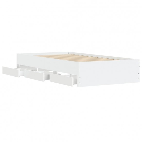 Cadre de lit avec tiroirs blanc 100x200 cm bois d'ingénierie