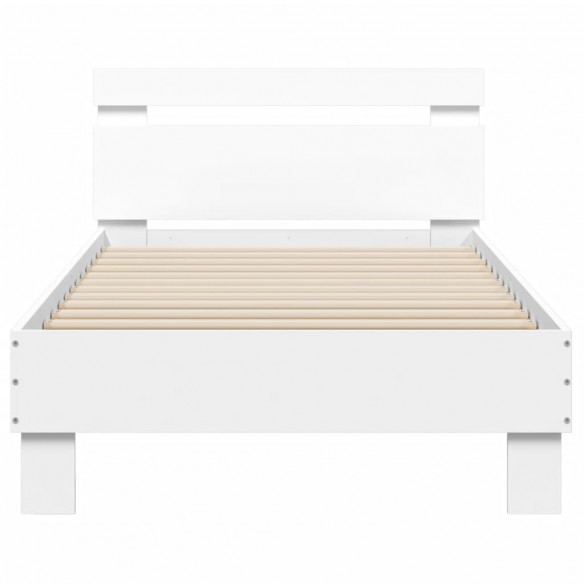 Cadre de lit avec tête de lit blanc 90x190 cm bois d'ingénierie