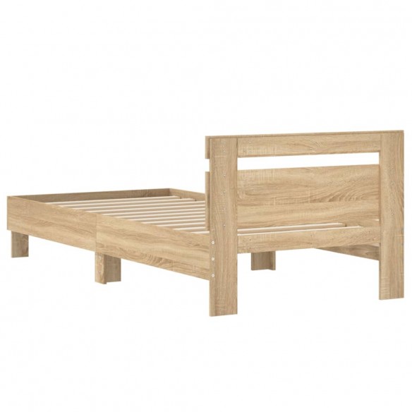 Cadre de lit tête de lit chêne sonoma 90x190 cm bois ingénierie