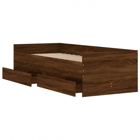Cadre de lit avec tiroirs chêne marron 90x200 cm