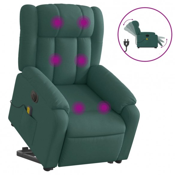 Fauteuil inclinable de massage électrique Vert foncé Tissu