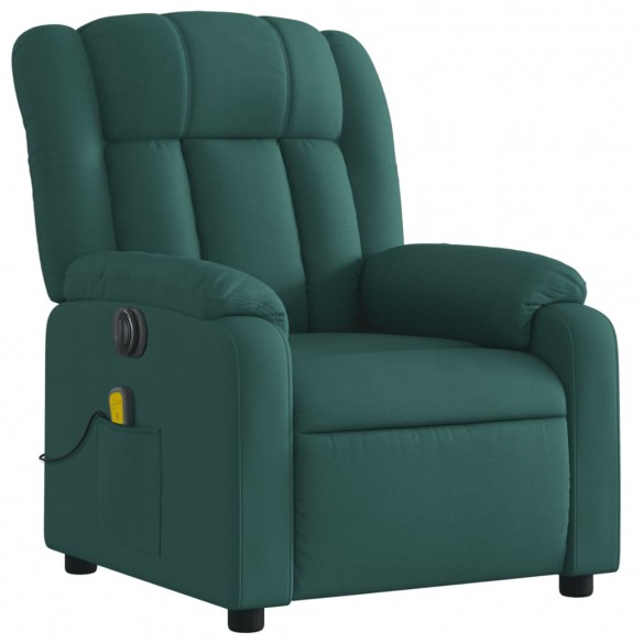 Fauteuil inclinable de massage électrique Vert foncé Tissu