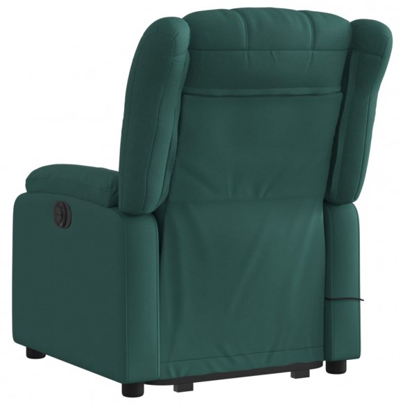 Fauteuil inclinable de massage électrique Vert foncé Tissu