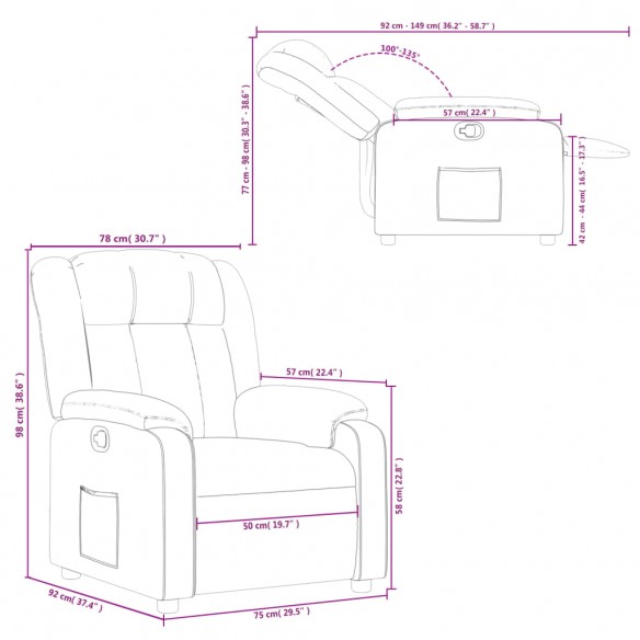 Fauteuil inclinable Noir Similicuir