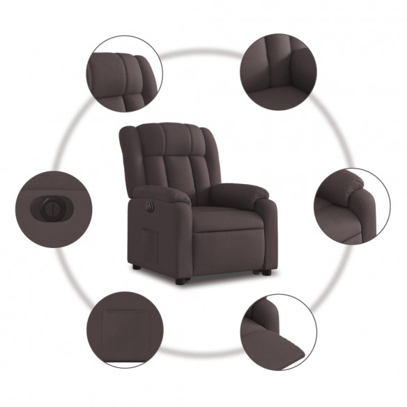 Fauteuil inclinable électrique marron foncé tissu