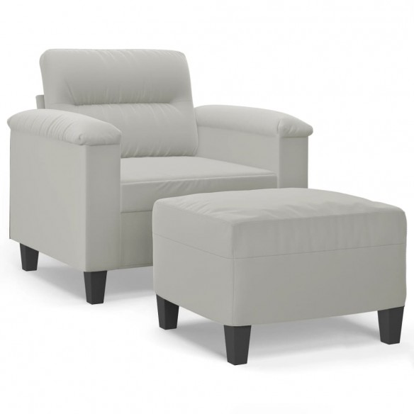 Fauteuil avec repose-pied Gris clair 60 cm Tissu microfibre