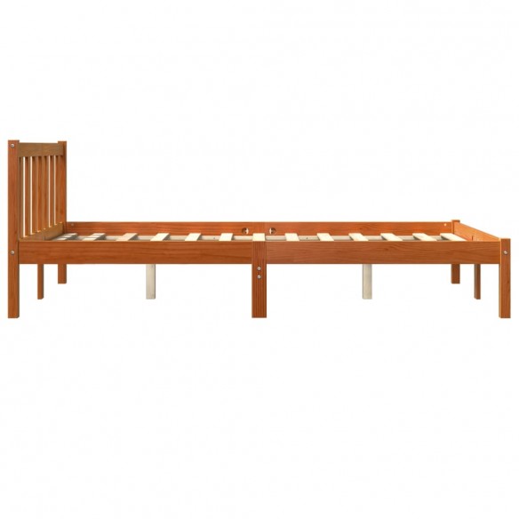 Cadre de lit cire marron 140x190 cm bois de pin massif