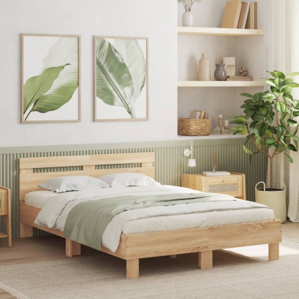 Cadre de lit avec tête de lit chêne sonoma 120x190 cm