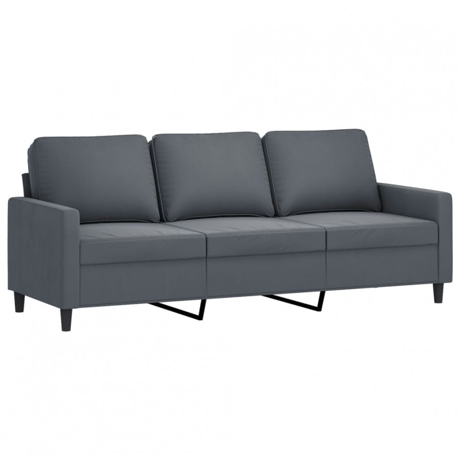 Ensemble de canapés 3 pcs avec coussins gris foncé velours