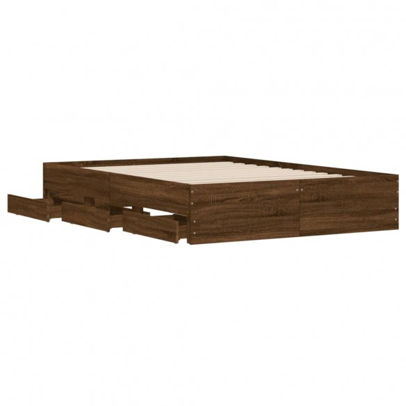 Cadre de lit et tiroirs chêne marron 120x190 cm bois ingénierie