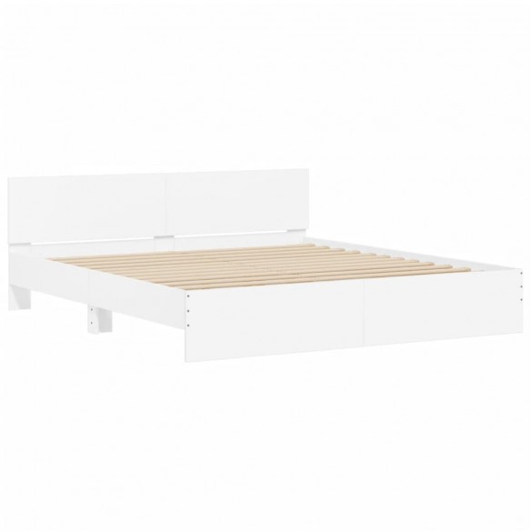 Cadre de lit avec tête de lit et LED blanc 180x200 cm