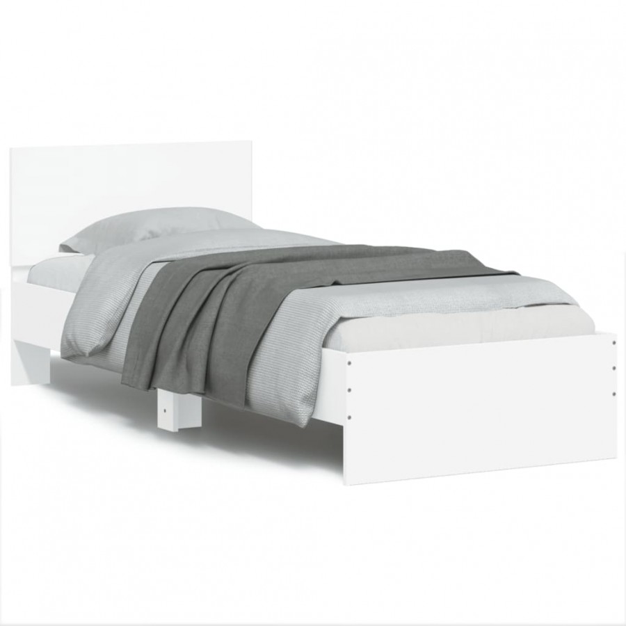 Cadre de lit avec tête de lit blanc 75x190 cm bois d'ingénierie