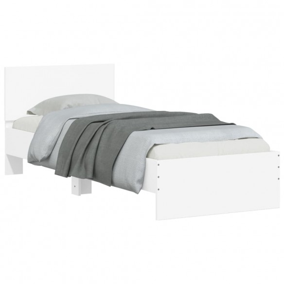 Cadre de lit avec tête de lit blanc 75x190 cm bois d'ingénierie