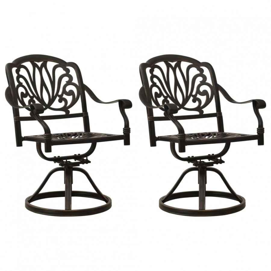 Chaises pivotantes de jardin 2 pcs Aluminium coulé Bronze