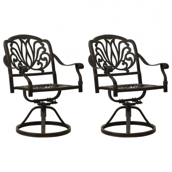 Chaises pivotantes de jardin 2 pcs Aluminium coulé Bronze