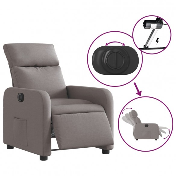 Fauteuil inclinable électrique Taupe Tissu