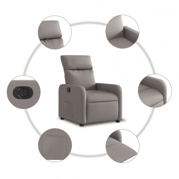 Fauteuil inclinable électrique Taupe Tissu