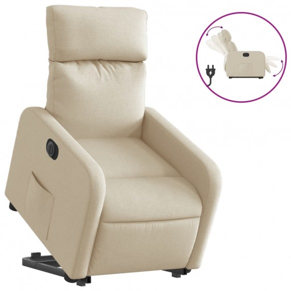 Fauteuil inclinable électrique crème tissu