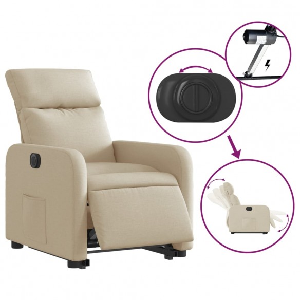 Fauteuil inclinable électrique crème tissu