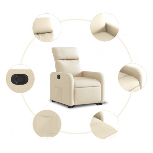 Fauteuil inclinable électrique crème tissu