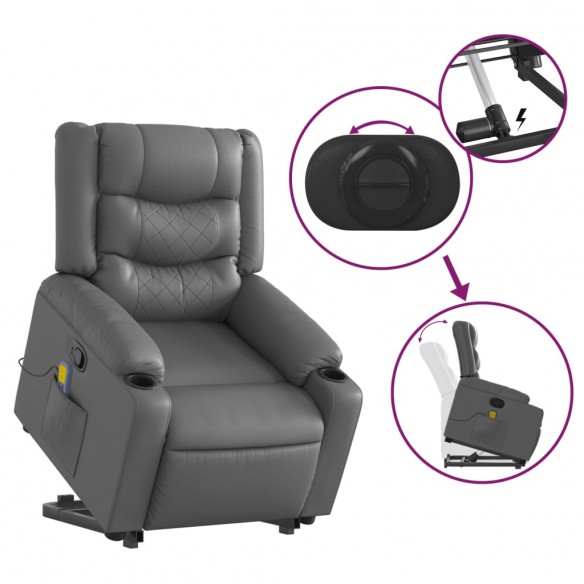 Fauteuil inclinable de massage Gris Similicuir