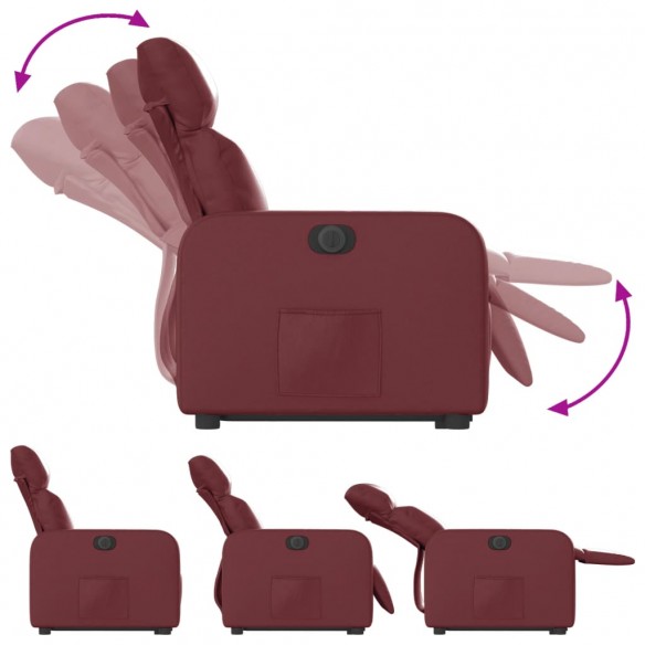 Fauteuil inclinable électrique rouge bordeaux similicuir