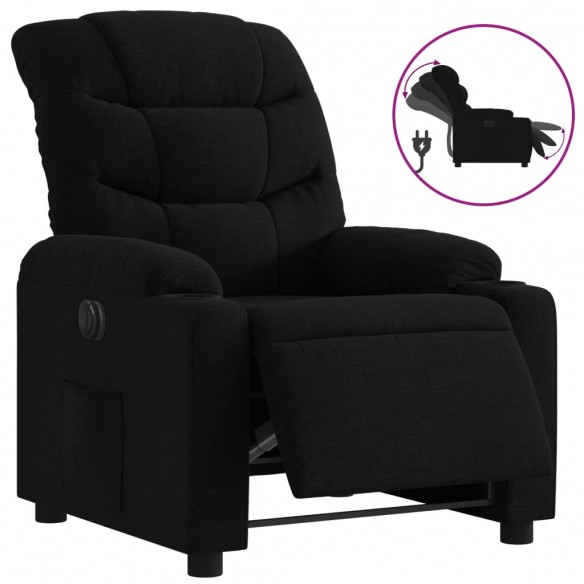 Fauteuil inclinable électrique Noir Tissu