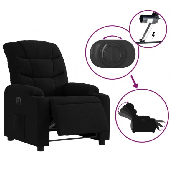 Fauteuil inclinable électrique Noir Tissu