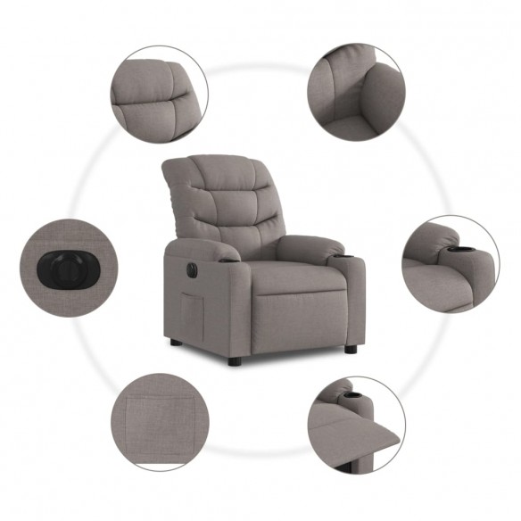 Fauteuil inclinable électrique Taupe Tissu