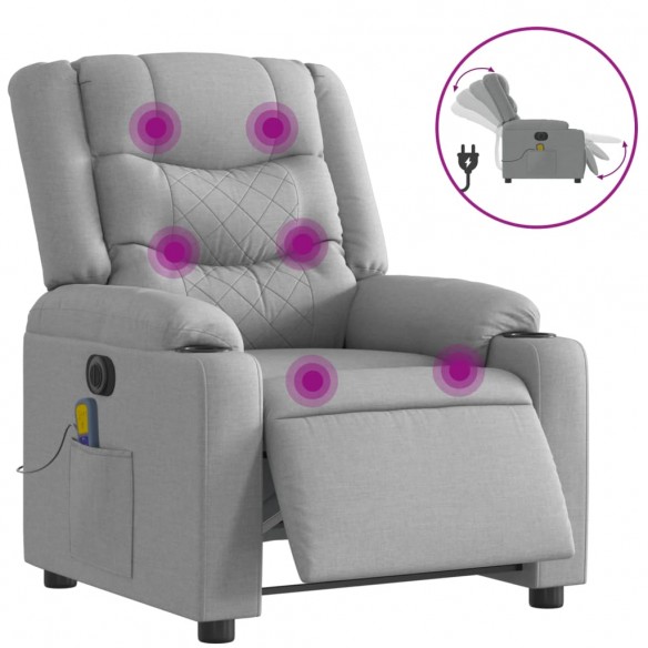 Fauteuil de massage inclinable électrique gris clair tissu