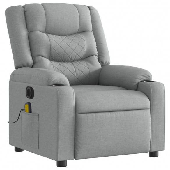 Fauteuil de massage inclinable électrique gris clair tissu