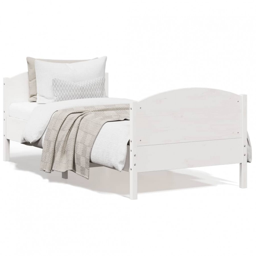 Cadre de lit et tête de lit blanc 100x200 cm bois de pin massif