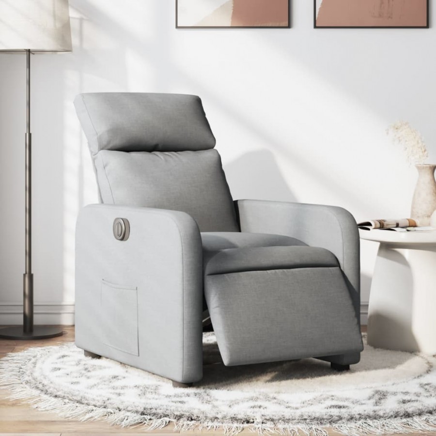 Fauteuil inclinable électrique Gris clair Tissu