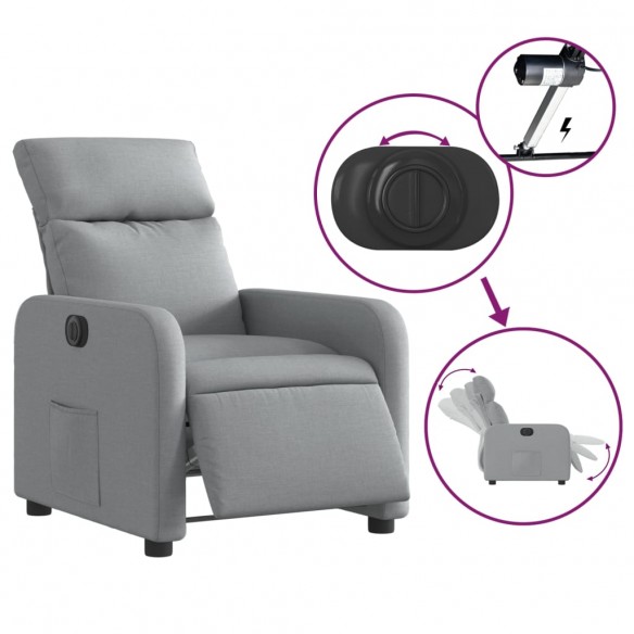 Fauteuil inclinable électrique Gris clair Tissu