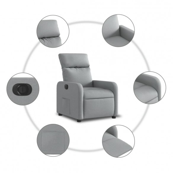 Fauteuil inclinable électrique Gris clair Tissu