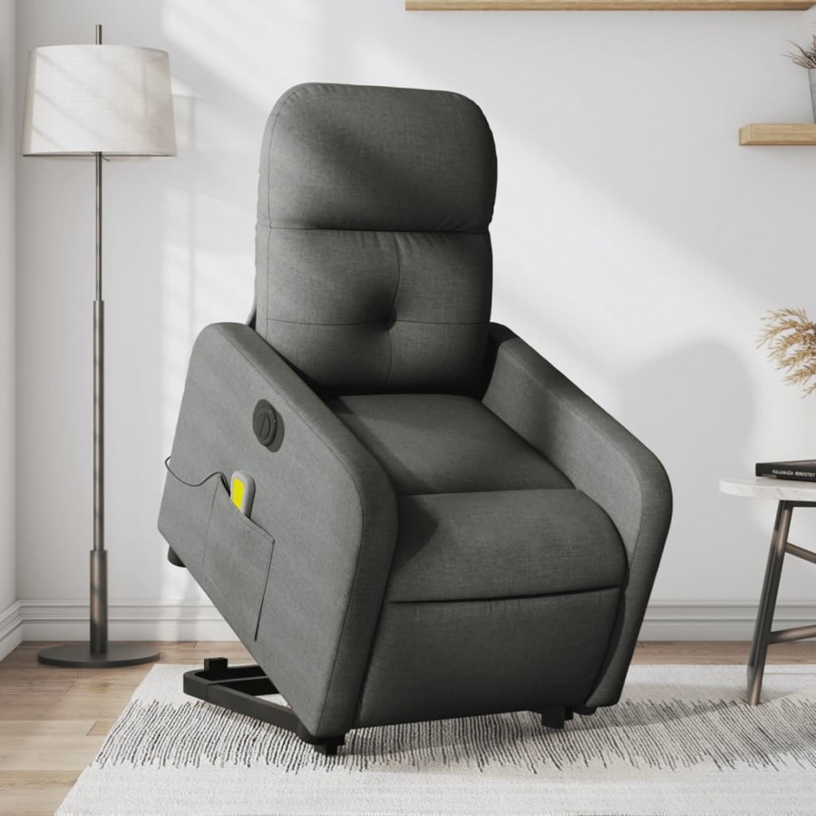 Fauteuil inclinable de massage électrique Gris foncé Tissu