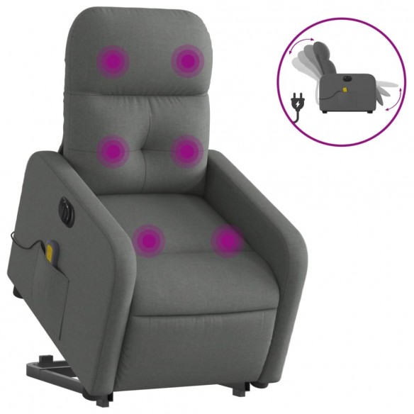 Fauteuil inclinable de massage électrique Gris foncé Tissu