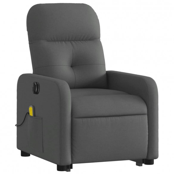 Fauteuil inclinable de massage électrique Gris foncé Tissu