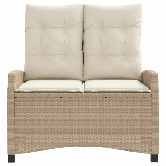 Banc inclinable de jardin avec coussins beige résine tressée