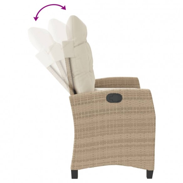 Banc inclinable de jardin avec coussins beige résine tressée