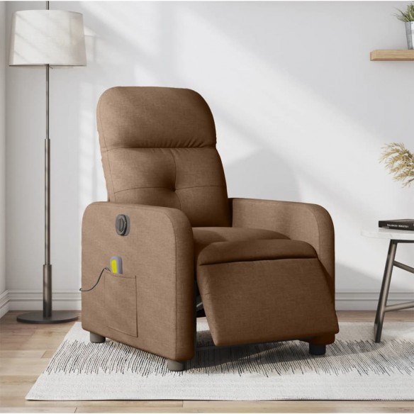 Fauteuil inclinable de massage électrique marron tissu