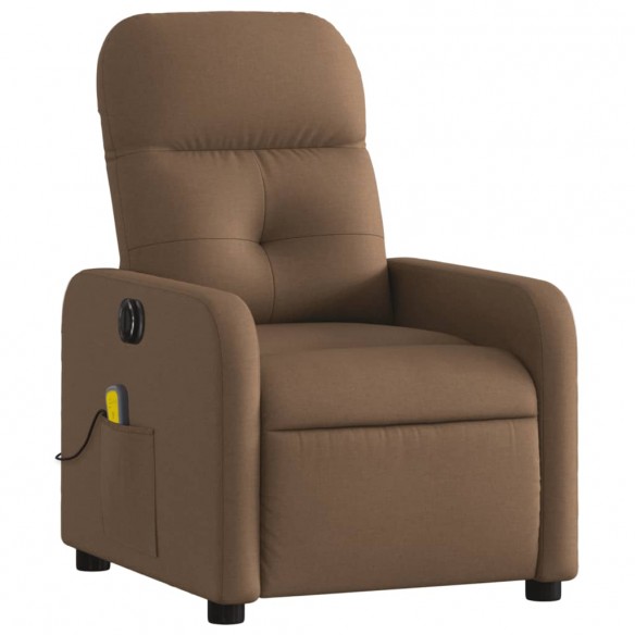 Fauteuil inclinable de massage électrique marron tissu