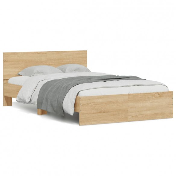 Cadre de lit avec tête de lit chêne sonoma 120x200 cm